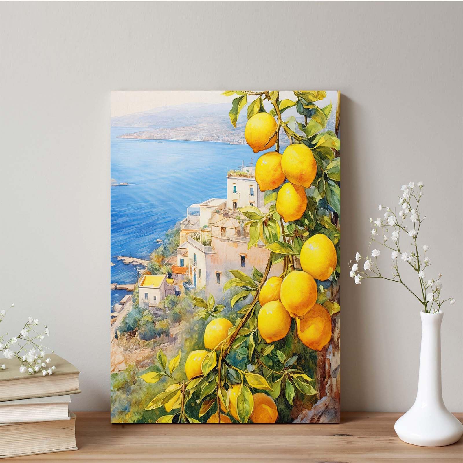 Amazon.co.jp: レモンツリー水彩油絵イタリア都市風景ポスター